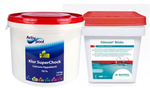 Pakketilbud: ActivPool SuperChock / Cholryte Sticks Calcium Hypoklorit